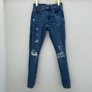 Levi's 501s Skinny Jeans Destructed Medium Indigo W25 L30